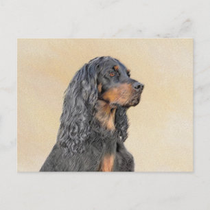 Gordon Setter Painting - Cute Original Dog Art Postcard