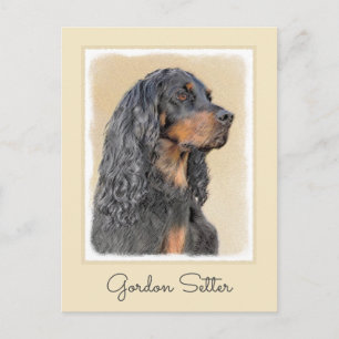 Gordon Setter Painting - Cute Original Dog Art Postcard