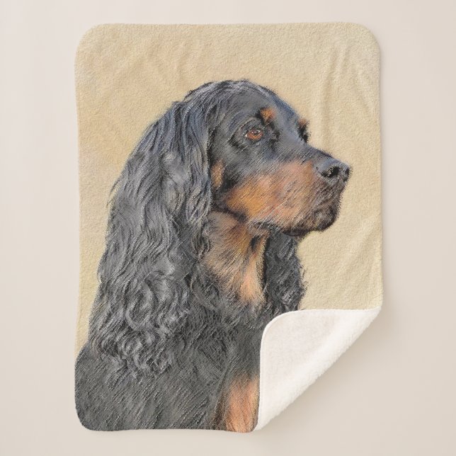 Gordon Setter Painting - Cute Original Dog Art Sherpa Blanket (Front)