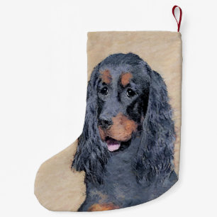 Gordon Setter Painting - Cute Original Dog Art Small Christmas Stocking