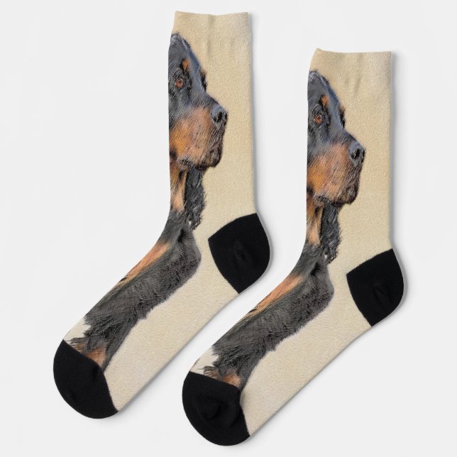 Gordon Setter Painting - Cute Original Dog Art Socks (Left)