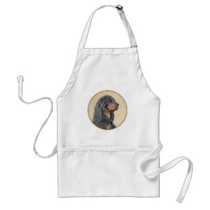 Gordon Setter Painting - Cute Original Dog Art Standard Apron