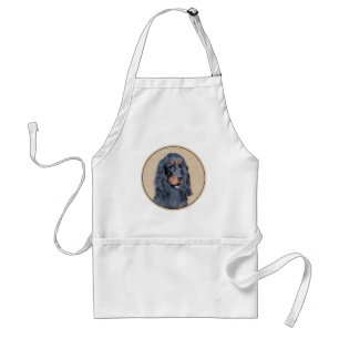 Gordon Setter Painting - Cute Original Dog Art Standard Apron