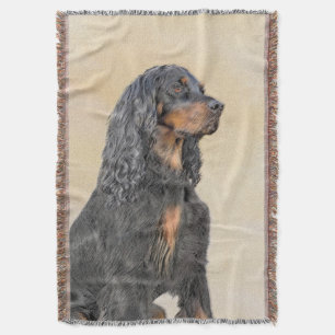 Gordon Setter Painting - Cute Original Dog Art Throw Blanket
