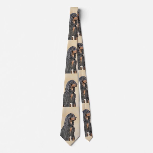 Gordon Setter Painting - Cute Original Dog Art Tie (Front)
