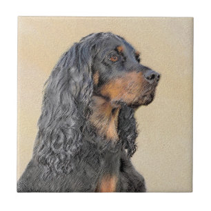 Gordon Setter Painting - Cute Original Dog Art Tile