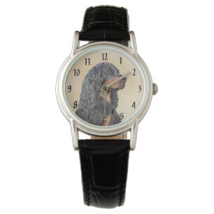Gordon Setter Painting - Cute Original Dog Art Watch
