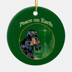 Gordon Setter Peace Keychain Ceramic Tree Decoration