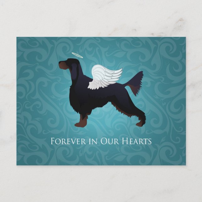 Gordon Setter Pet Memorial Dog Angel Postcard (Front)