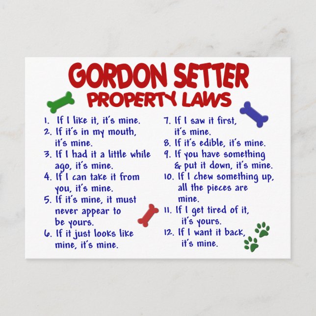 GORDON SETTER Property Laws 2 Postcard (Front)