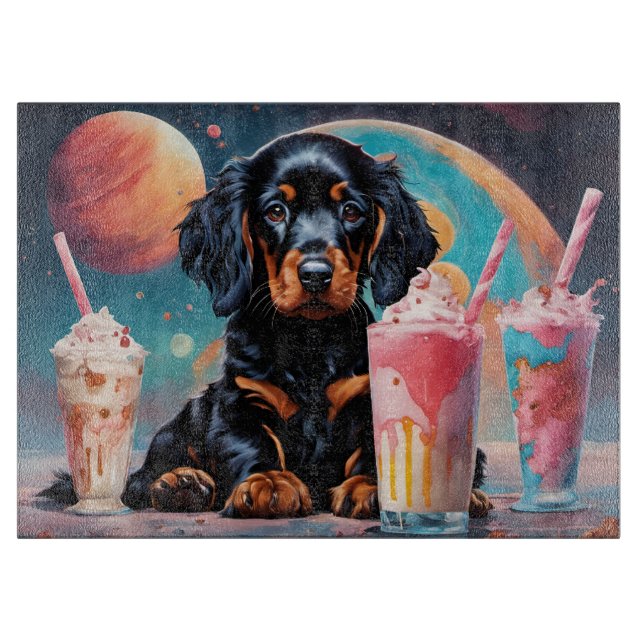 Gordon Setter Puppy N Milkshakes Cutting Board (Front)