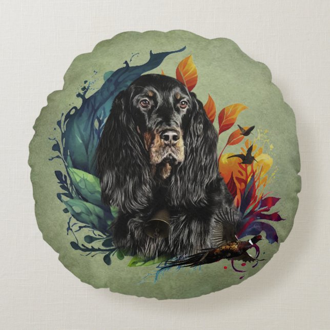 Gordon Setter  Round Cushion (Front)