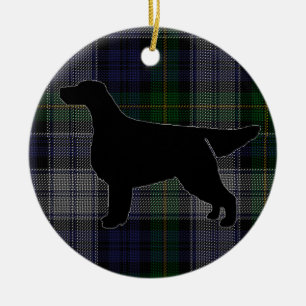 Gordon Setter Silhouette on Tartan Ornament