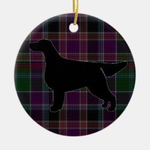 Gordon Setter Silhouette on Tartan Ornament