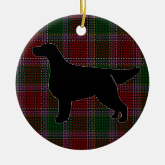 Gordon Setter Silhouette on Tartan Ornament