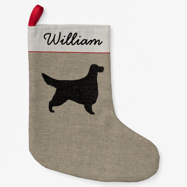 Gordon Setter Silhouette Personalised Dog Holiday Small Christmas Stocking (Front)