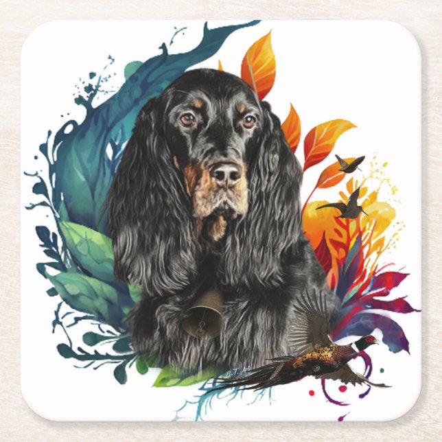 Gordon Setter  Square Paper Coaster (Front)
