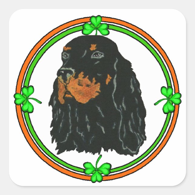 Gordon Setter St Patricks Square Sticker (Front)