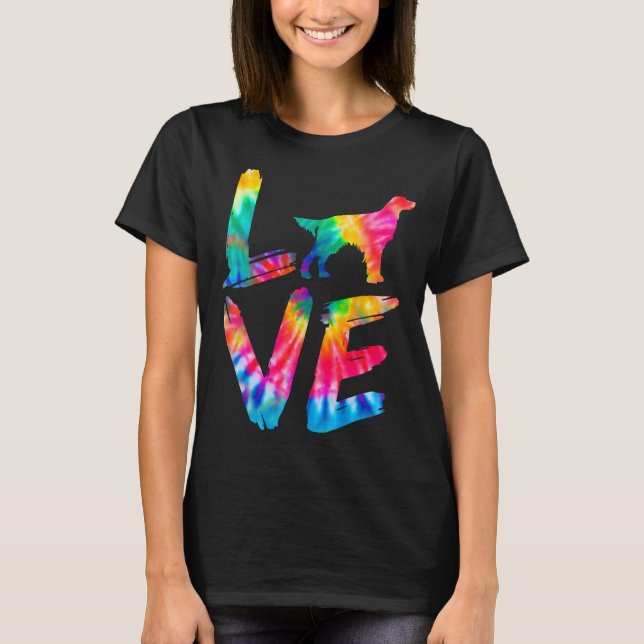 Gordon Setter Tie Dye Love Dog Mum Dad T-Shirt (Front)