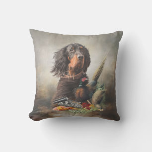 Gordon setter with pheasants, Art Cushion