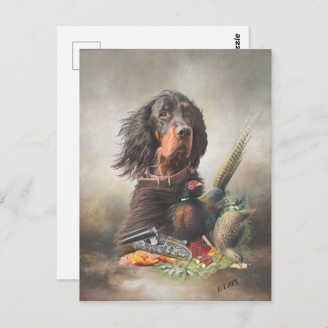Gordon setter with pheasants, Art   Postcard (Front/Back)