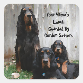 Gordon Setters on Lunch Guard Square Stickers
