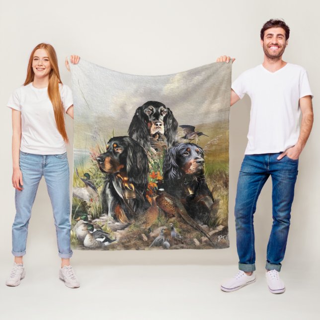 Gordon Setters , Passion for Birds , Art Fleece Blanket (In Situ)