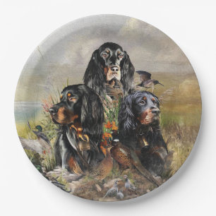Gordon Setters , Passion for Birds , Art Paper Plate