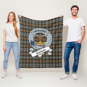 Gordon Weathered Clan Badge Tartan Plaid Fleece Blanket