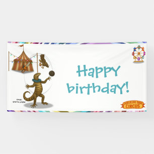 Gordy, goanna juggler birthday banner