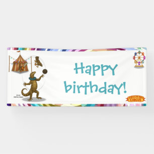 Gordy, goanna juggler birthday banner