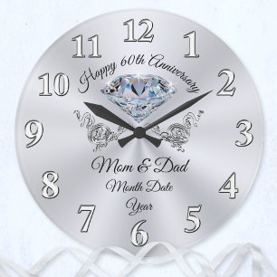 Gorgeous 60th Anniversary Gift for Parents Large Clock