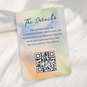 Gorgeous Abstract Watercolor Modern Script Wedding Enclosure Card