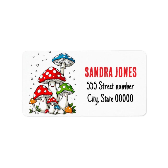 Gorgeous address labels cute mushrooms (Front)