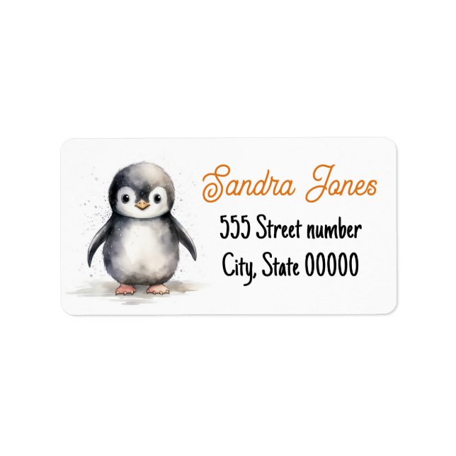 Gorgeous address labels cute penguin (Front)