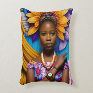 Gorgeous African woman with a watch Decorative Cushion