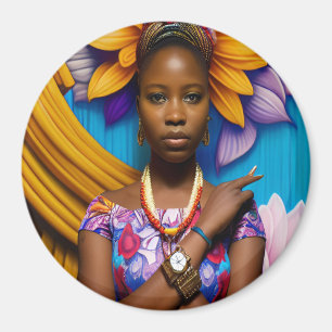 Gorgeous African woman with a watch Magnet