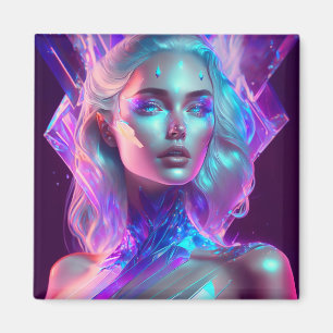 Gorgeous Ai Art Pretty Icy Glass like Woman Magnet