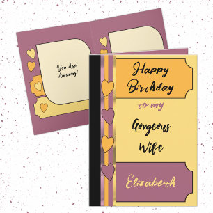Gorgeous amazing wife purple orange birthday card