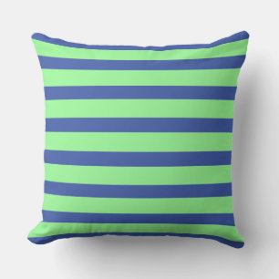 Gorgeous and Vibrant Cobalt Blue and Green Stripes Cushion