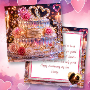 Gorgeous Anniversary Crystalline Cake and Poem Card