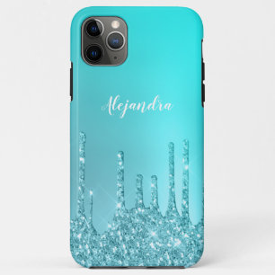Gorgeous aqua blue mint & turquoise glitter drips Case-Mate iPhone case