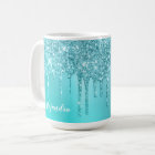 Gorgeous aqua blue mint & turquoise glitter drips