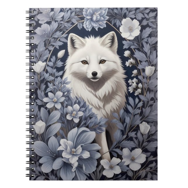 Gorgeous Arctic Fox William Morris Inspired Notebook (Front)