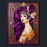 Gorgeous Art Deco Flapper  Poster<br><div class="desc">This is a gorgeous Art Deco Flapper poster. I just love the colors in this poster. So vivid and very art deco. The art deco frame is glorious. One of the nicest Flapper posters I have created. This was created using AI and I am stunned at how gorgeous it is....</div>