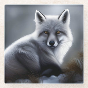 Gorgeous Artic Fox  Glass Coaster
