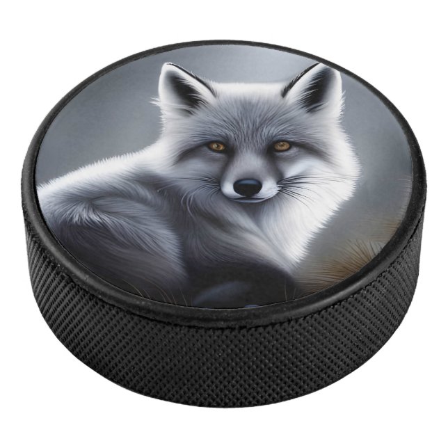 Gorgeous Artic Fox  Hockey Puck (3/4)