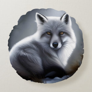 Gorgeous Artic Fox  Round Cushion