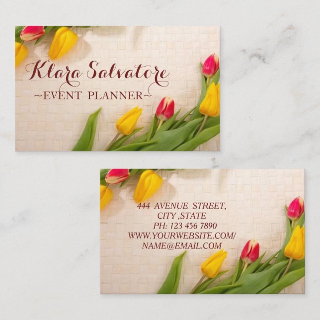 Gorgeous Awesome Beautiful Red And Yellow Tulip Business Card (Front/Back)