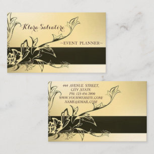 Gorgeous Awesome Modern Gold Black  Flower Business Card